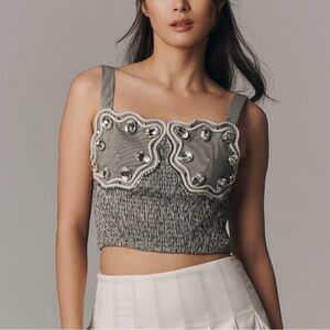 NWT Anthropologie Ollari Crystal Embellished Bustier Top Size L